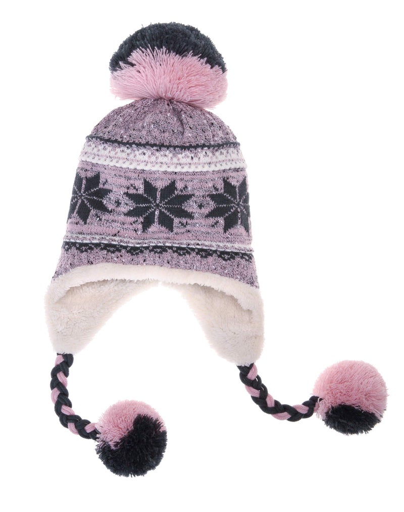 Dosoni Winter Hats for Women Knit Beanie Soft Warm Fleece Lined Long Ear Straps Snow Ski Cap with Pompom Pink - Image 1